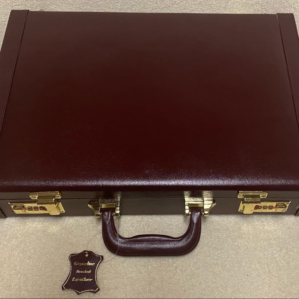 Heritage Leather Briefcase Hard Case NEW Burgundy
